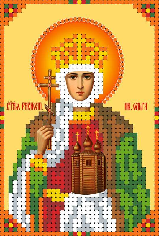 Св.Ольга - Основа на габардине для вышивки бисером и крестом